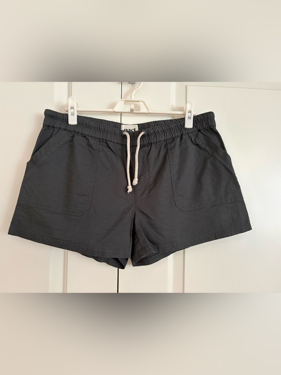 Pact Organic Pants - Women's Elastic Drawstring Athletic Shorts in Charcoal